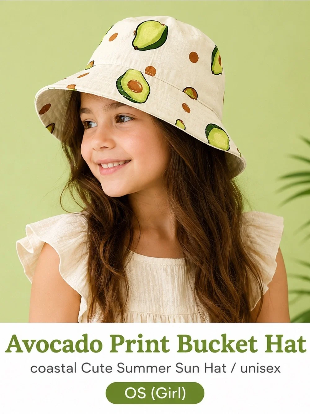 Avocado Print Bucket Hat coastal Cute Summer Sun Hat / unisex
